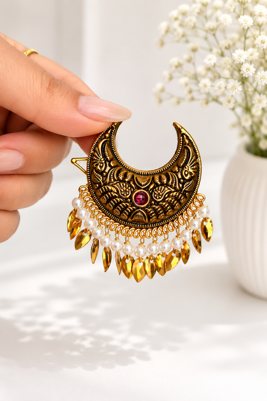 Punjabi Style Jadau Hair Clip-Set of Two