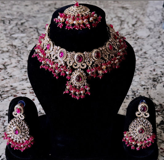 Pink & Golden Necklace Set