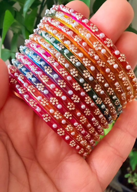 Sophia Pearl Glass Bangle Set
