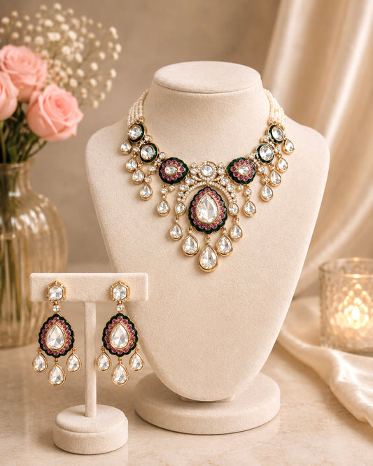 Naina Premium Monsiannate Necklace Set