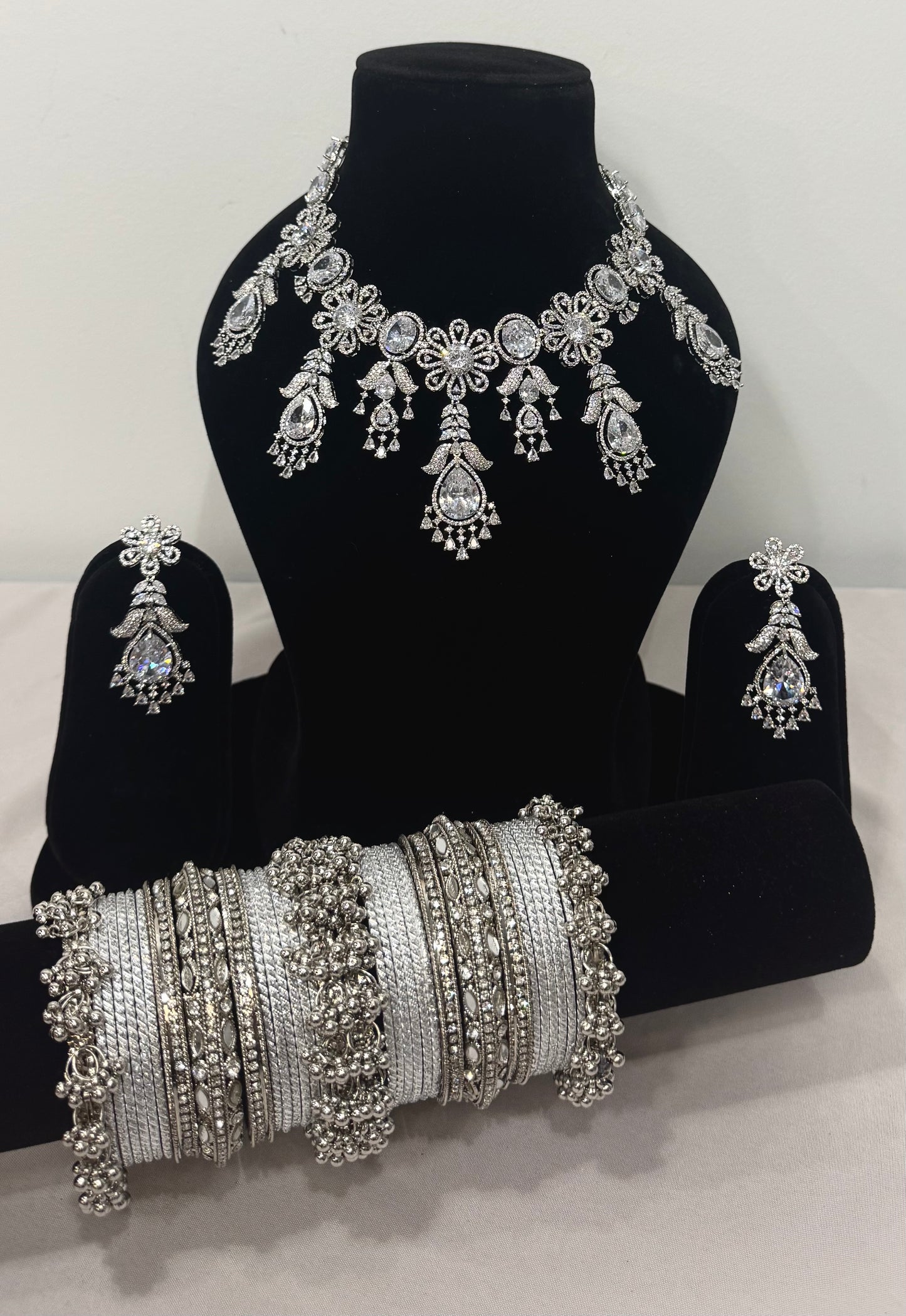 Heavy Silver Necklace with Silver Bangles