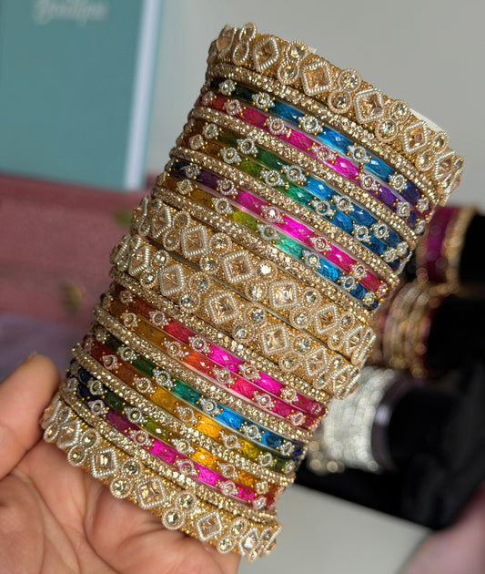 Aishawarya Glass Bangle Set- For Both Hands