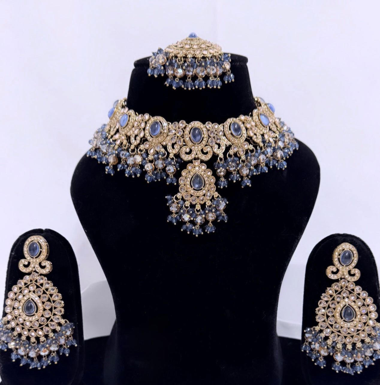 Navy Blue & Golden Necklace Set