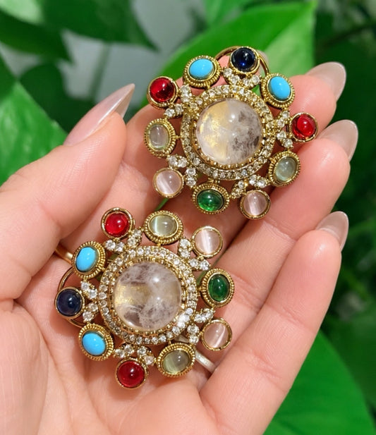 Sabyasachi Inspired Semi Precious Stonework Premium Studs