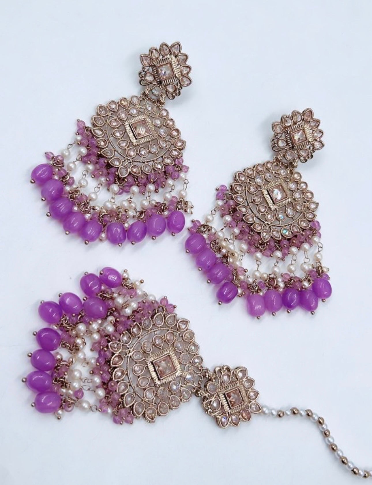 Light Purple Earrings and Tikka Set