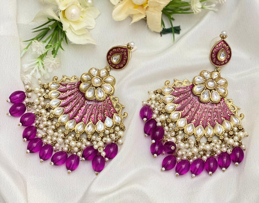 Magenta Colored Earrings Set