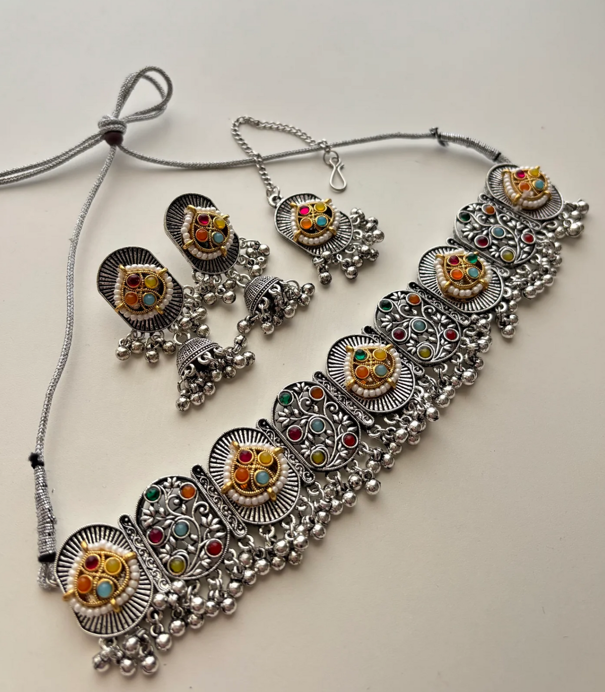 Pooja Oxidized Necklace Set