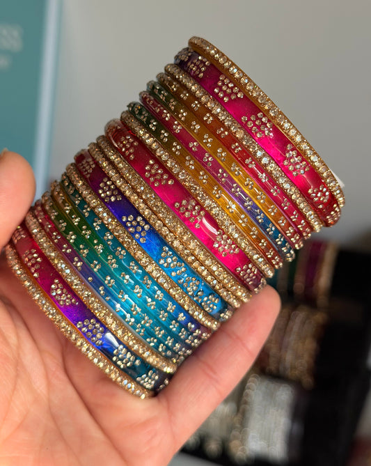 Mia Multi Glass Bangle Set
