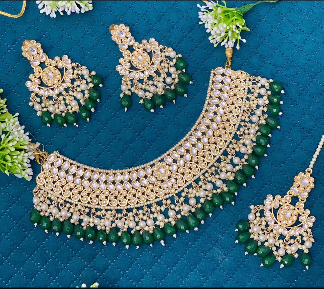 Dark Green Necklace Set