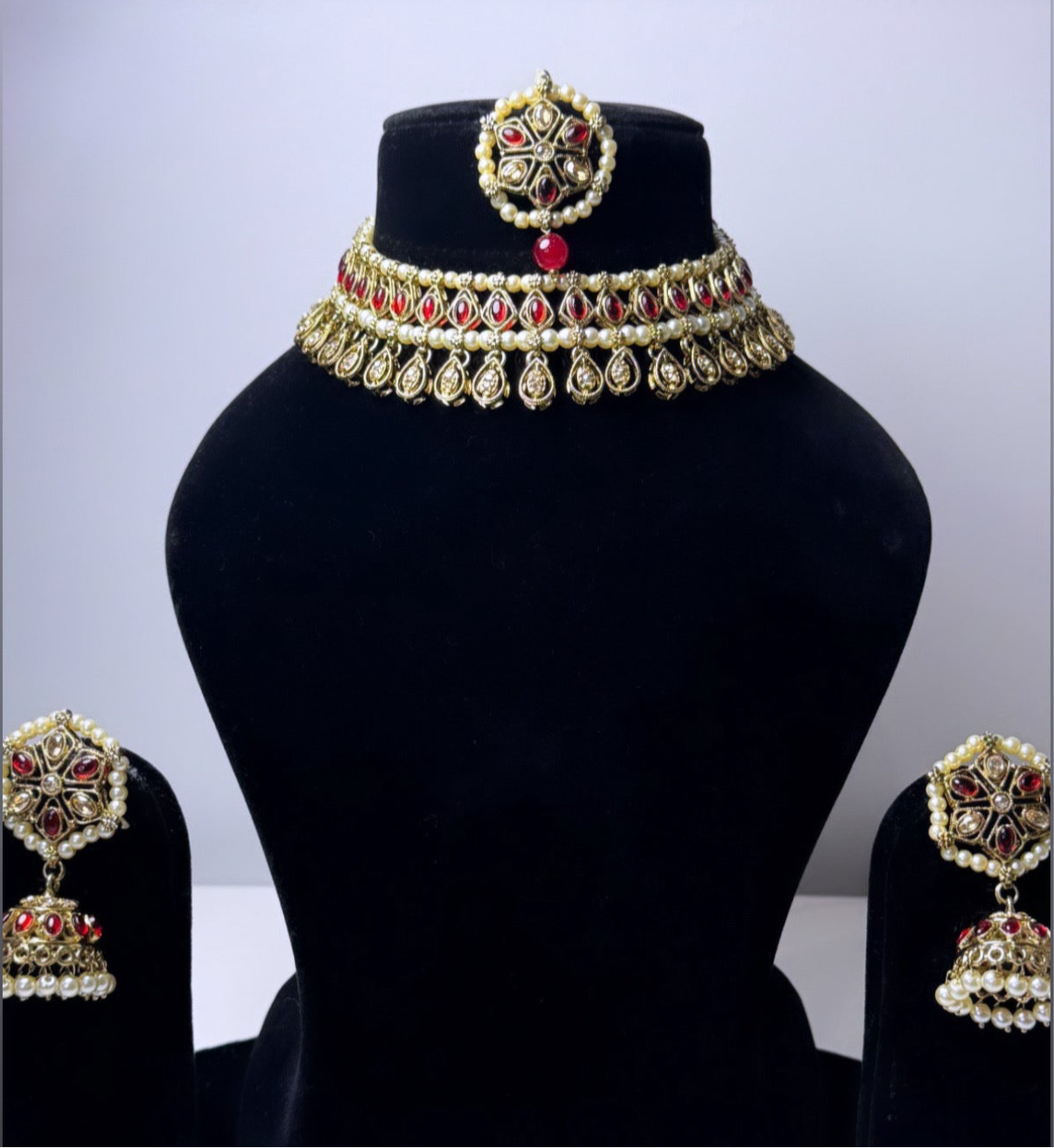 Red & Golden Necklace Set