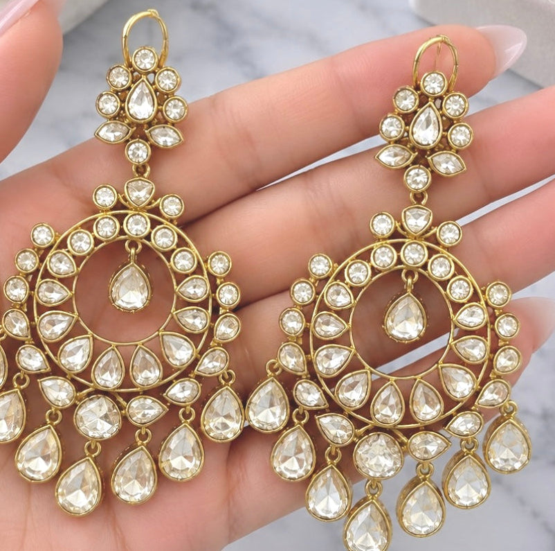 Premium Statement Moissanite Kundan Earrings