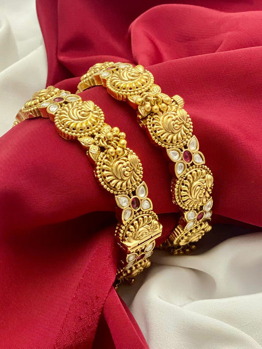 Gold Plated Rajwadi Style Bangle Set