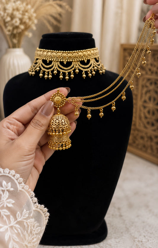 Rusksar Premium Gold Plated with Sahara Earrings Necklace Set