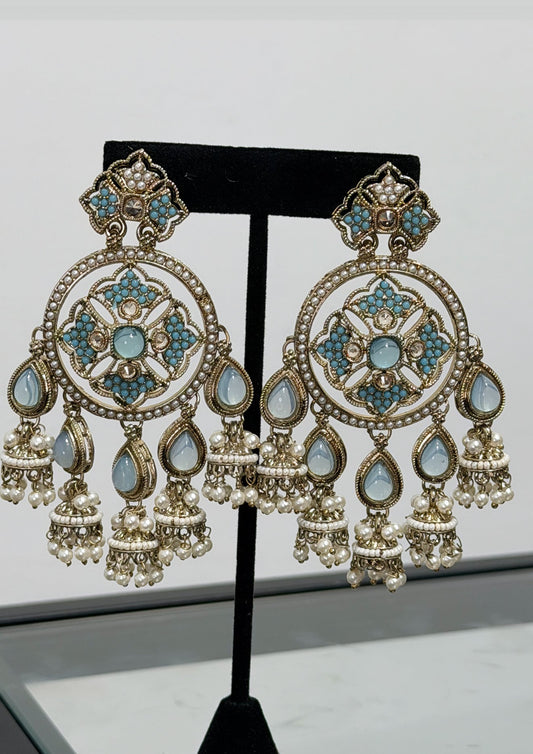 Light Blue Hanging Style Earrings