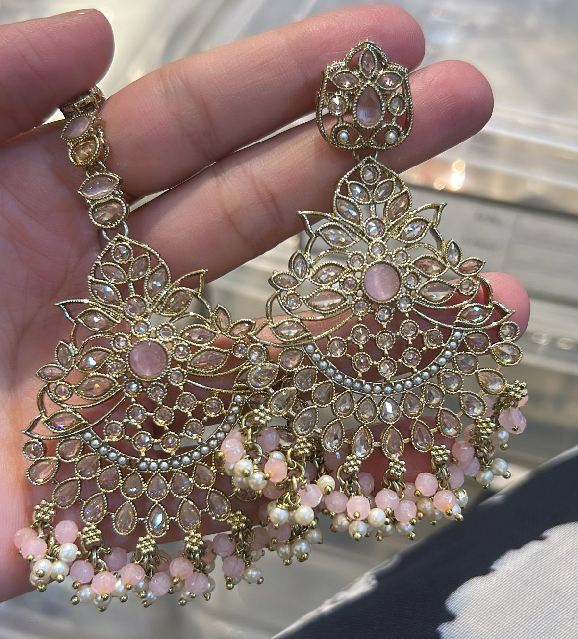 Light Pink Earrings & Tikka Set