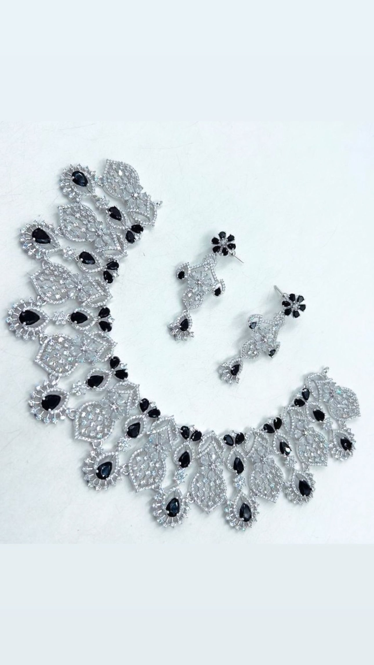 Black American Diamond(AD) Necklace Set