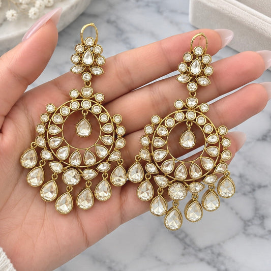 Premium Statement Moissanite Kundan Earrings
