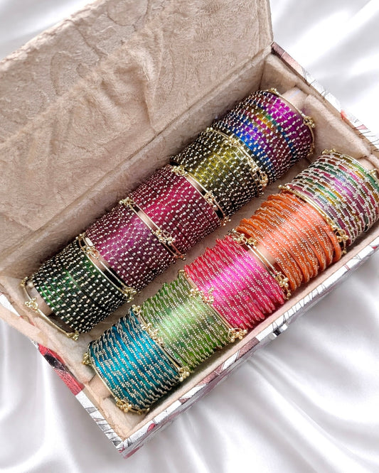 Sehaj Glass Bangle Box With Kashmiri Bangles-Box is Included