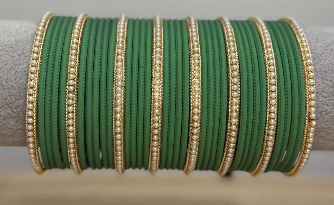 Green and Gold Bangle Set