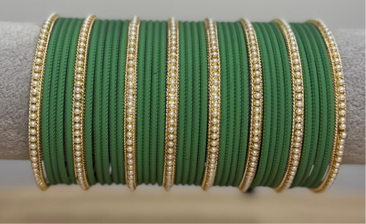 Green and Gold Bangle Set