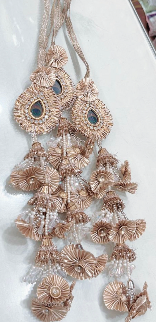 Golden With Peacock Design Parandi