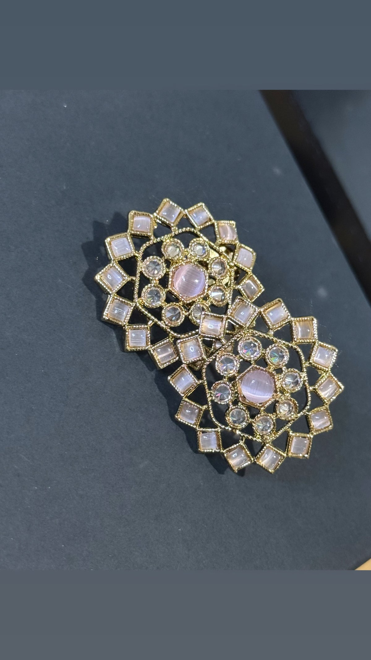 Light Pink and Golden Polki Studs | Indian Bridal Jewelry
