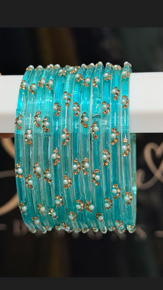 Mohabbat Pearl Glass Bangle Set