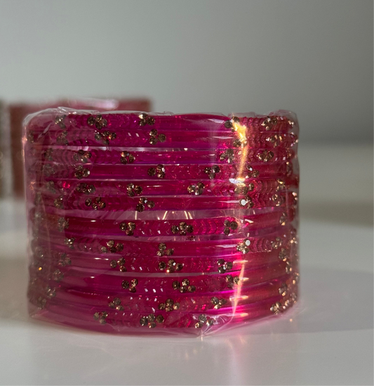 Pink Glass Bangle Set