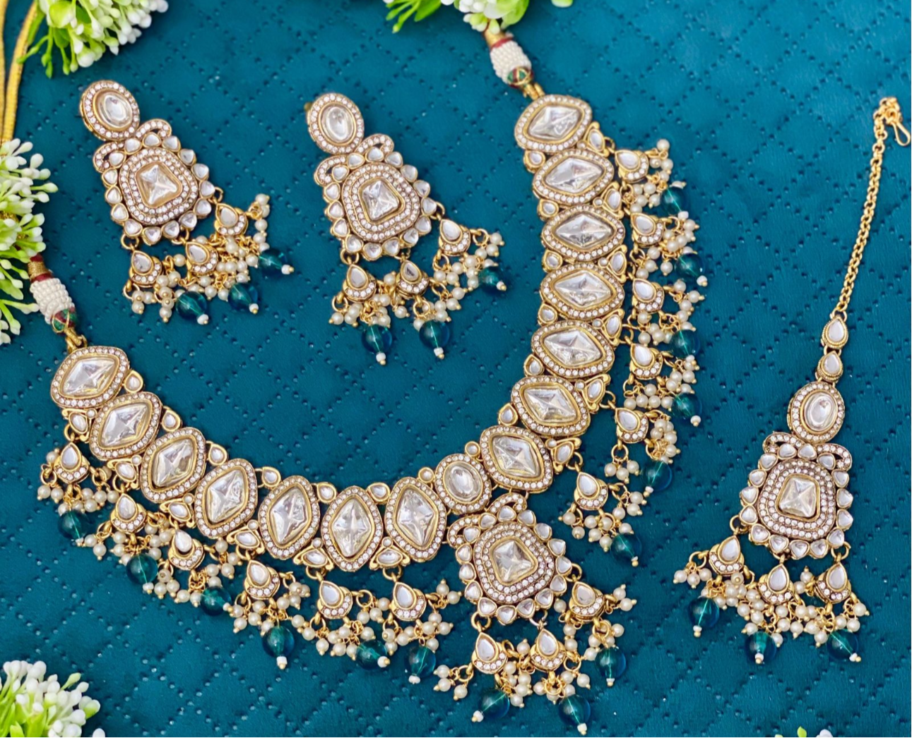 Dark Blue Pearl Necklace Set