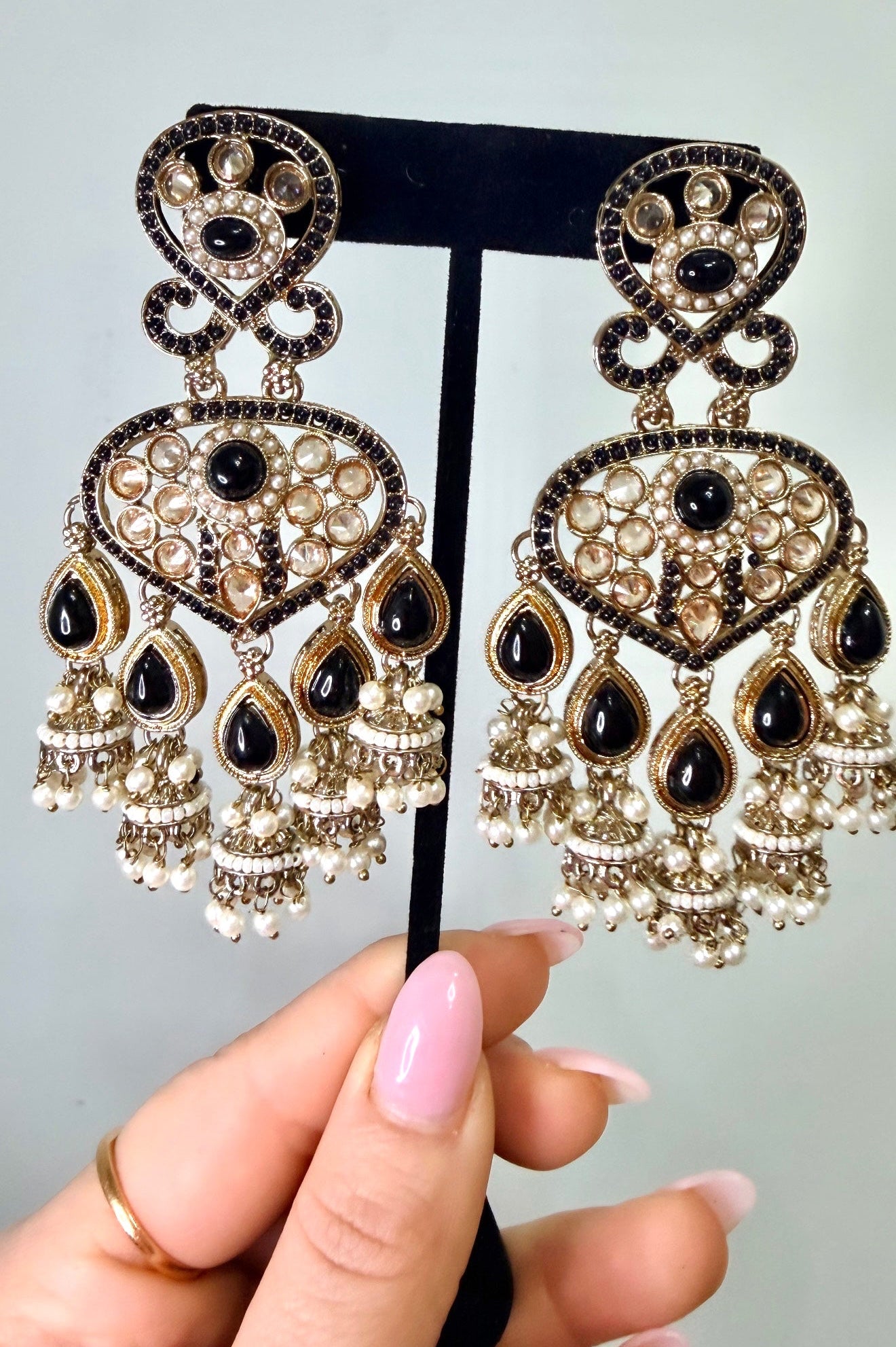 Black & Gold Hanging Style Earrings
