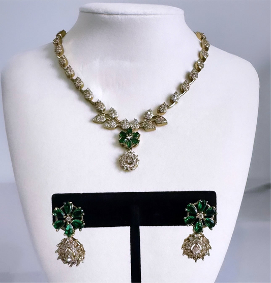 Sleek Necklace Set-Dark Green