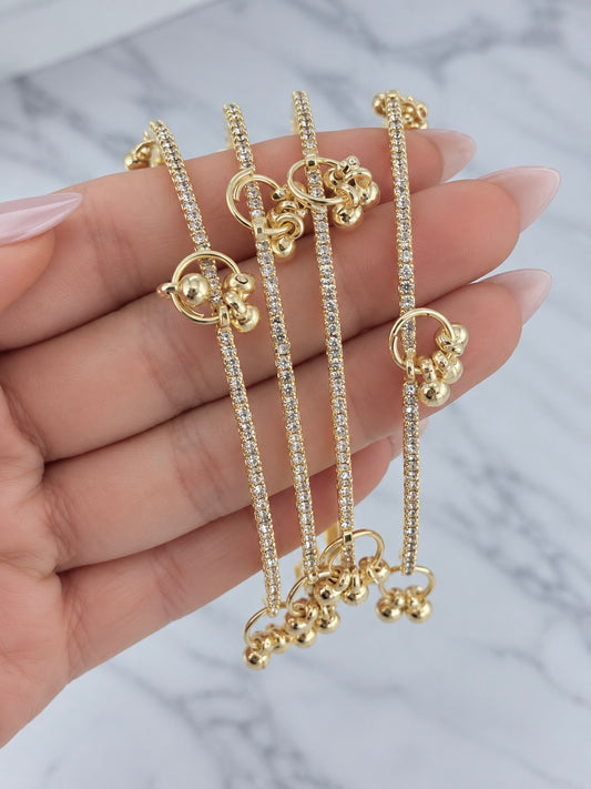 Preeti Golden Sparkle Kashmiri Ghungroo Bangle Set of 4 Bangles