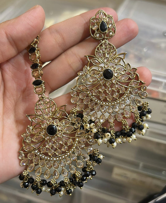 Black & Golden Earrings and Timka Set