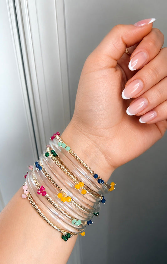 Sonam Clear Glossy Bangle Set with Multi Kashmiri Ghungroo Bangle Set