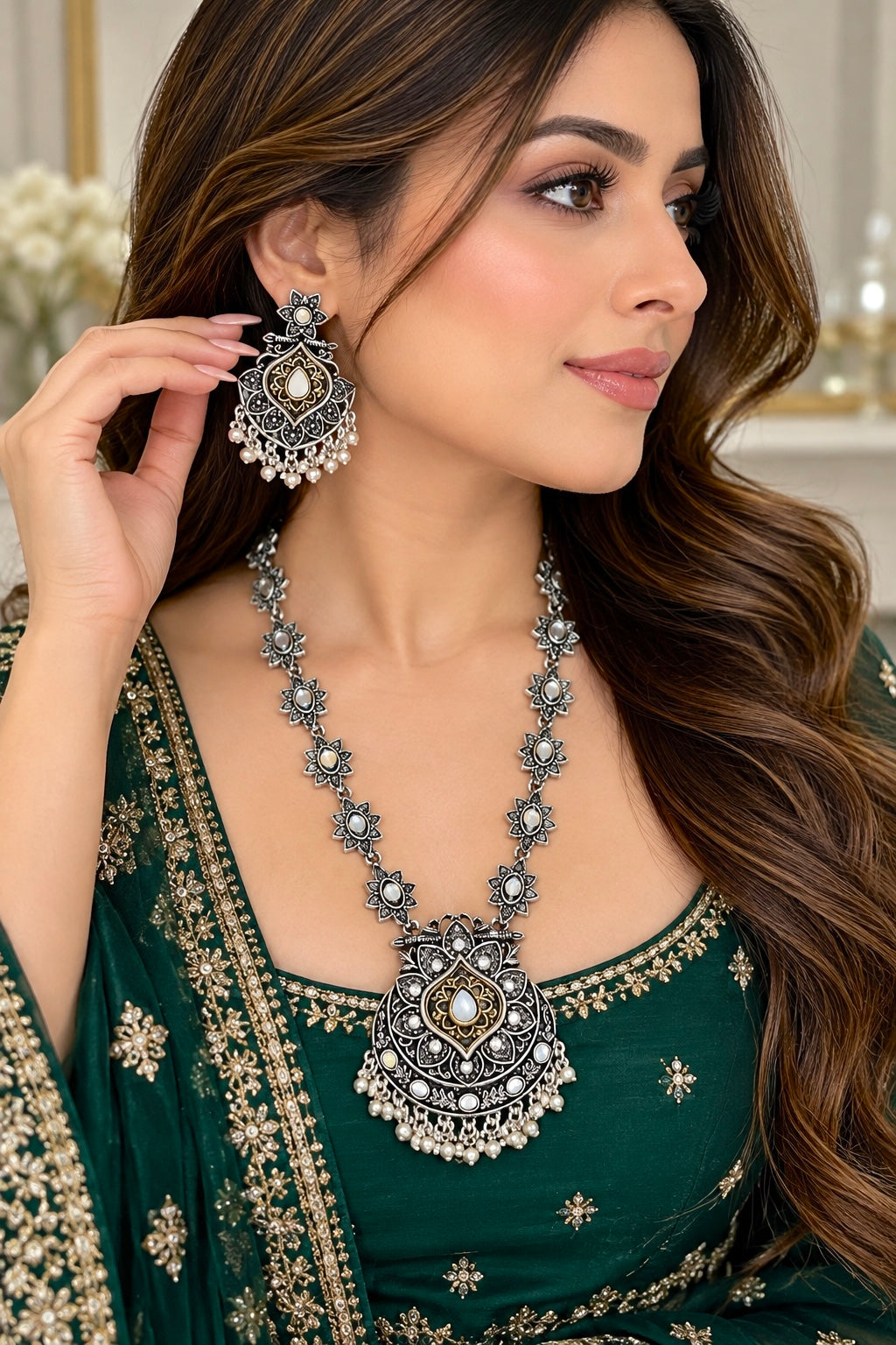 Khushi Long Oxidized Necklace Set