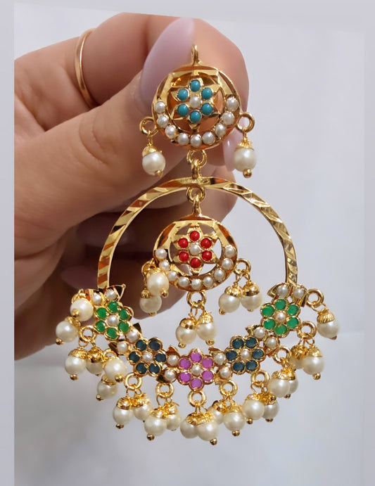 Multi Colored Jadau Chandbali