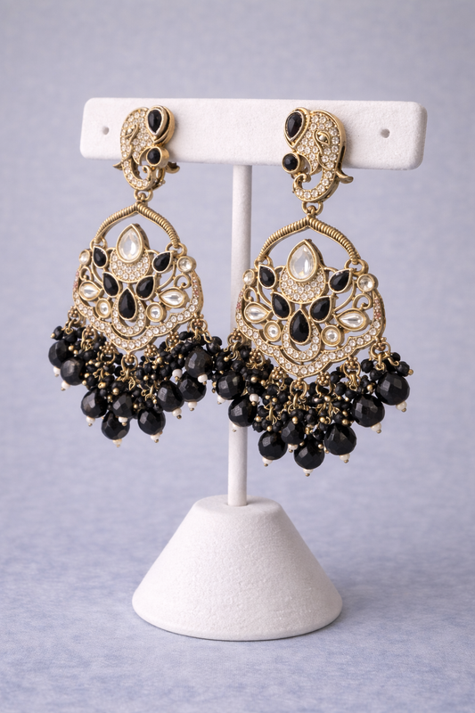 Elephant Style Earrings with Kundan & Polki