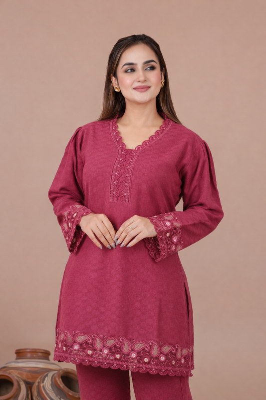 Woolen Embroidered Cord Set
