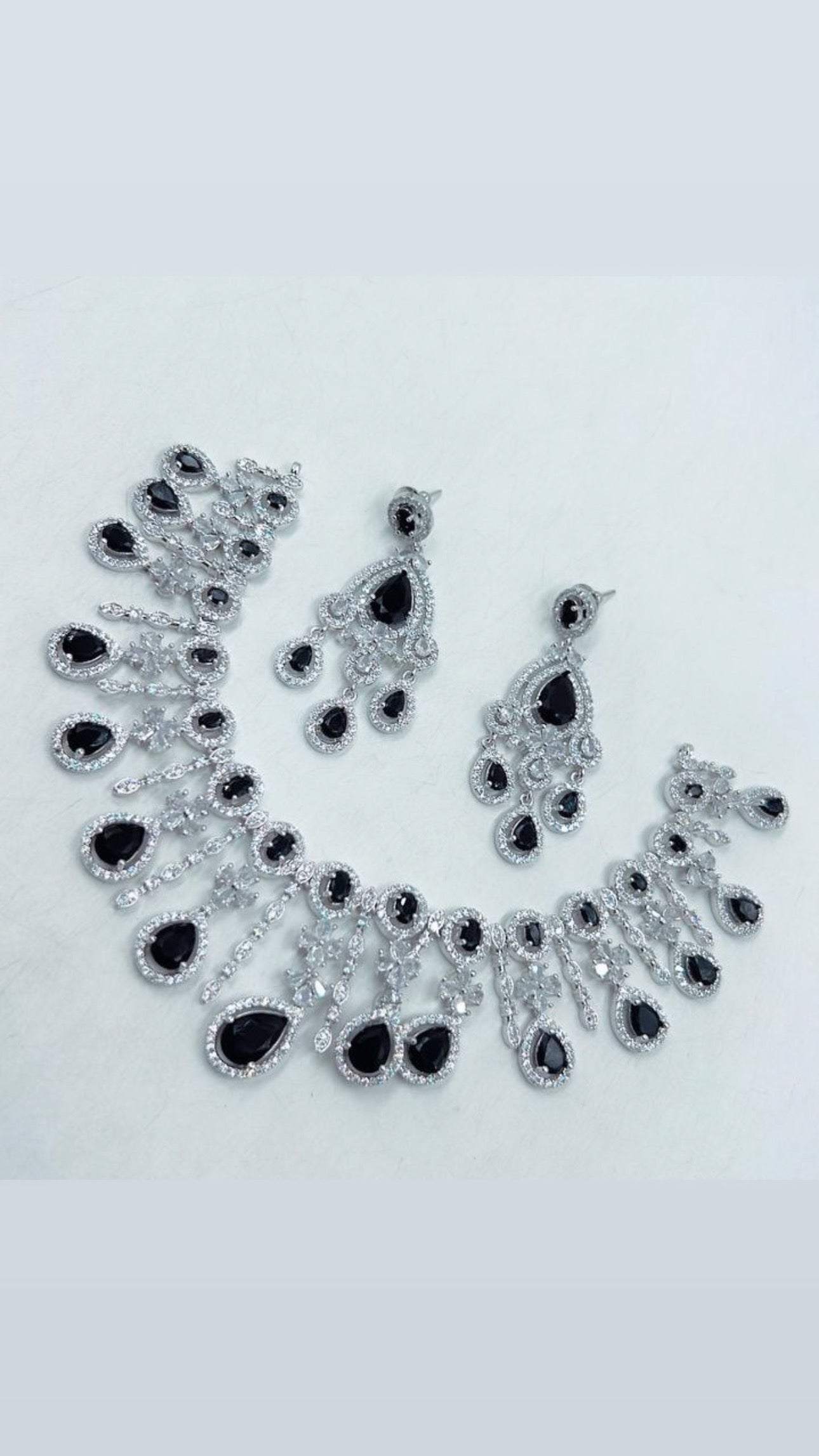 Black American Diamond Necklace Set