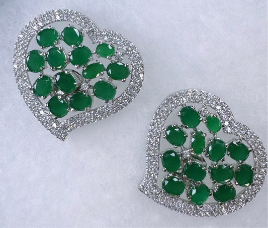 Heart Shaped Green Colored Stud Tops