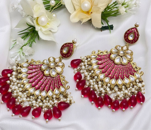 Red Colored Earrings Set