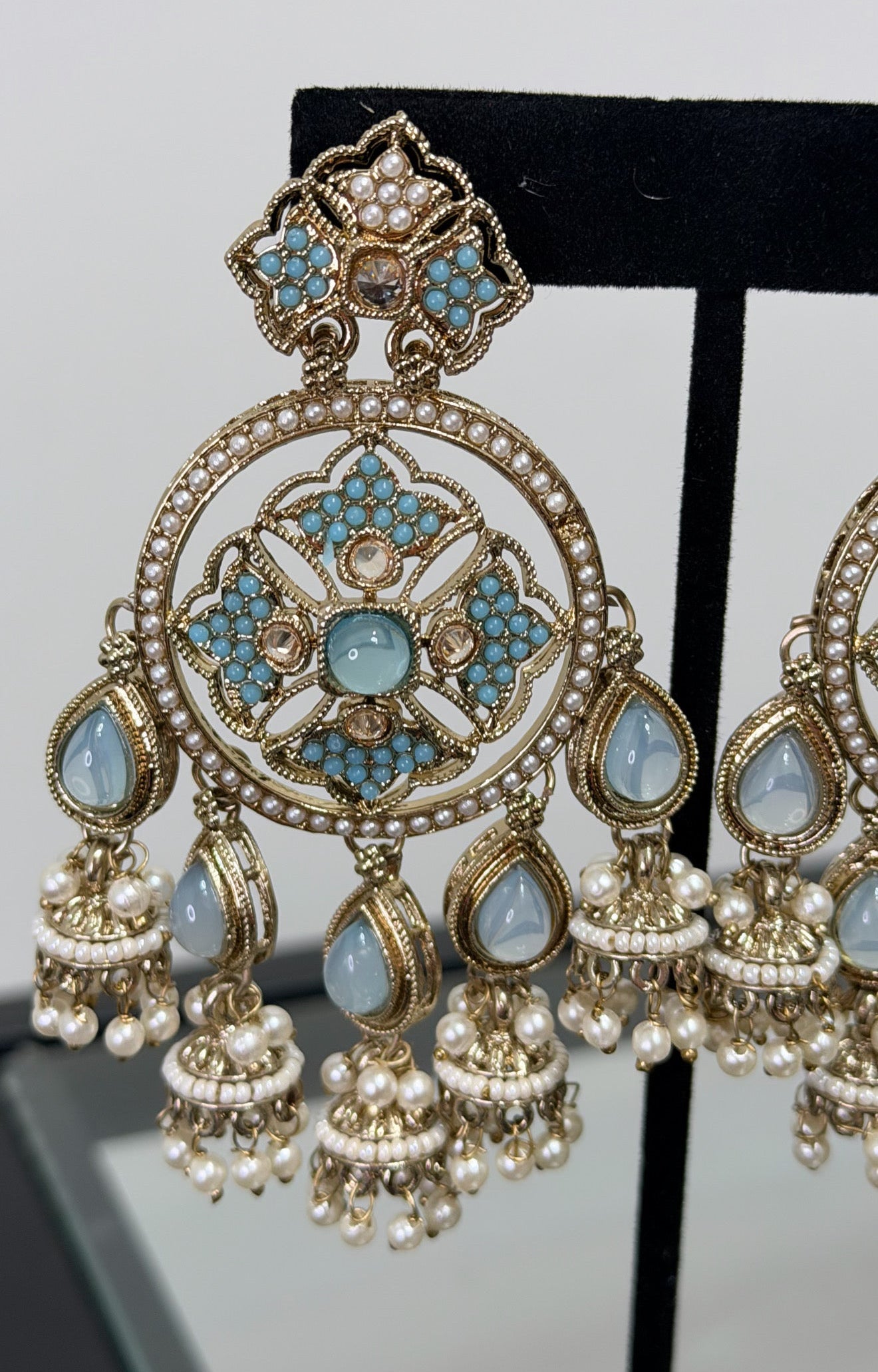 Light Blue Hanging Style Earrings