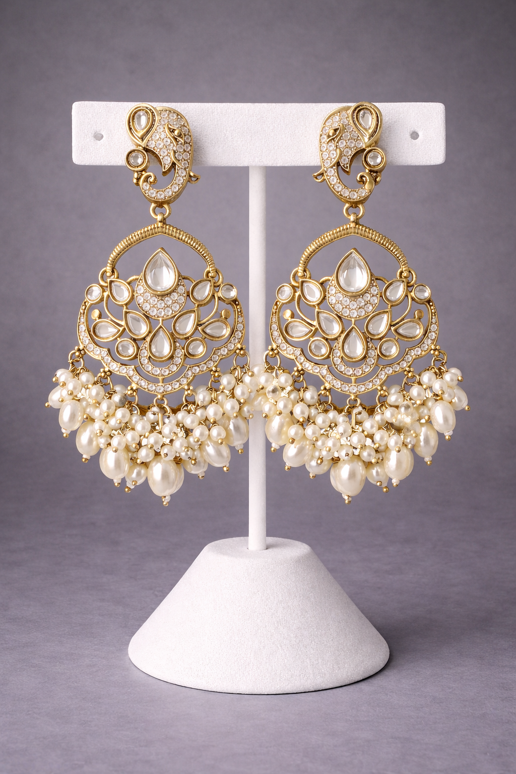 Elephant Style Earrings in Kundan and Polki