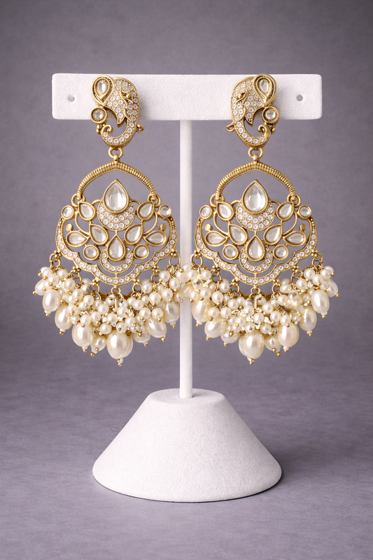Elephant Style Earrings in Kundan and Polki