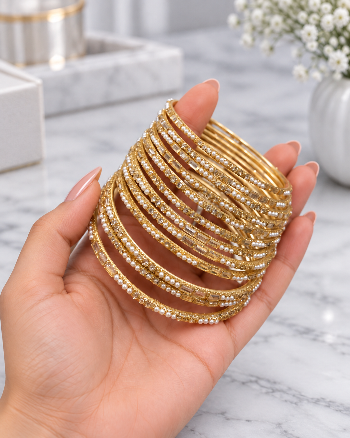 Dia Metal Bangle Set-Dozen Bangles in Each Set
