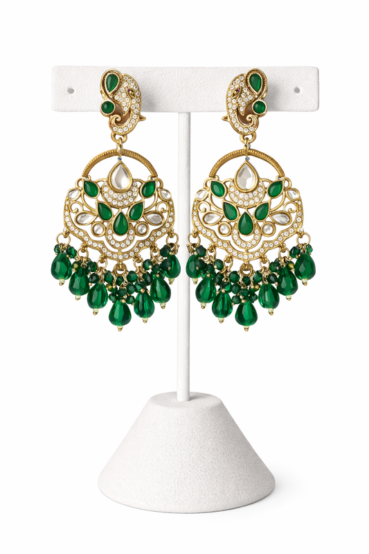 Elephant Style Earrings in Kundan & Polki