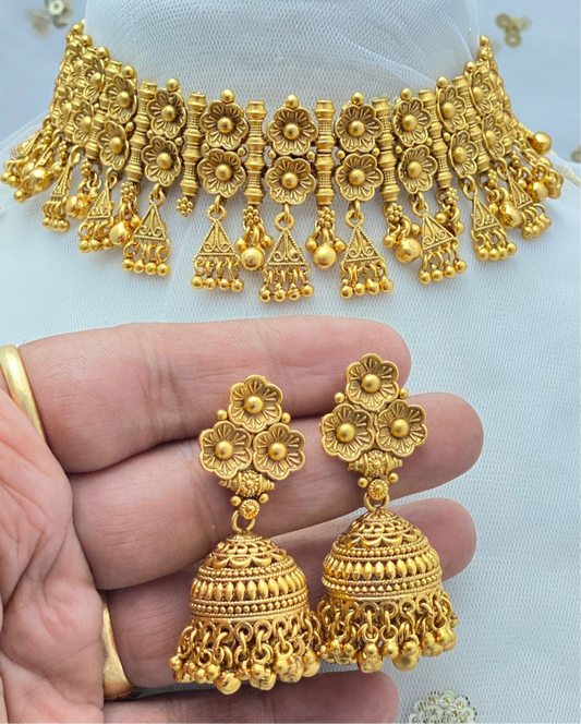 Gold Plated(Next to Real Gold) Necklace Set with Earrings