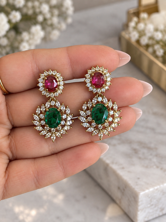 Saanjh Victorian Style Necklace Set with Original Glass & Doublet Stones