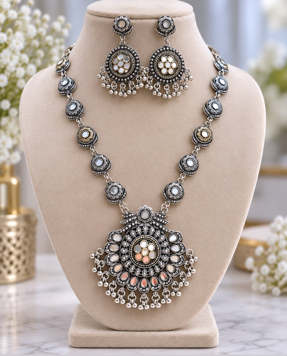 Khushi Long Oxidized Necklace Set