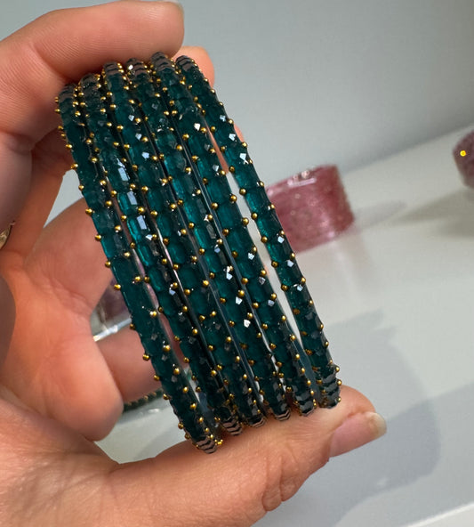 Dark Green Glass Bangles